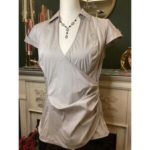 EXPRESS DESIGN STUDIO Womens Striped Wrap Style Shirt Size Medium